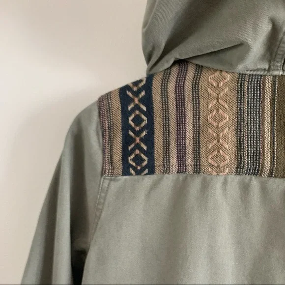 Triple 5 SOUL Y2K long green cargo zip military utility aztec boho 100% cotton - Picture 14 of 16